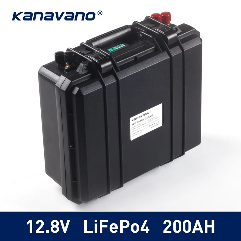 

12.8V waterproof battery pack 12v 200Ah Lifepo4 BMS for camper solar storage device EV RV golf cart
