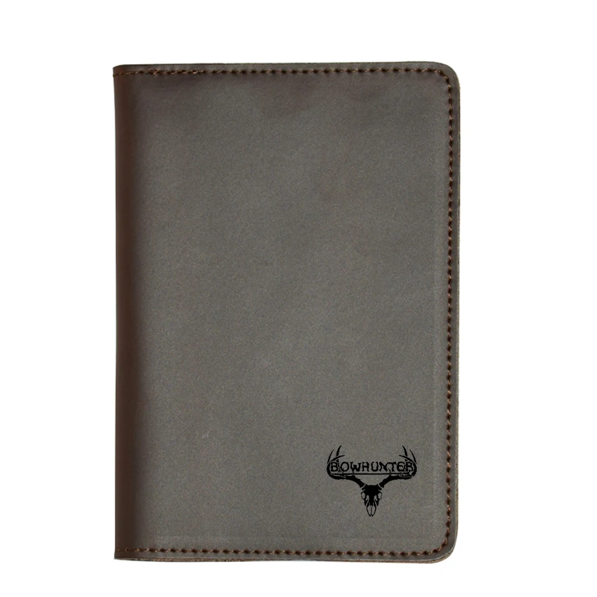 Brown passport cover Кожаный бумажник для паспорта с гравировкой BOWHUNTER, держатель для карт для путешествий, кожаный чехол для паспорта, чехол для паспорта - Цвет: Brown passport cover