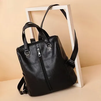 

Fashion Leather Backpack Women Waterproof PU Leather Ladies Zipper Female Casual Shoulder Bag Teenager School Bag 2020 G5