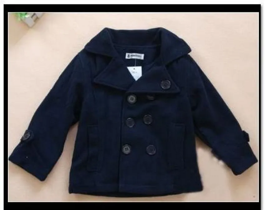 Пальто из шерсти и смеси для малышей Толстая шерстяная куртка для мальчиков осенне-зимняя флисовая подкладка, пальто, куртка для мальчиков, Толстая теплая одежда DC187