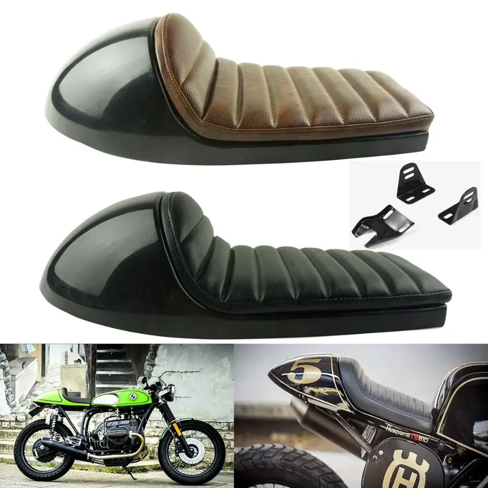 Qiilu 63cm Motorcycle Refit Hump Vintage Cushion Saddle Universal Fit for Retro Cafe Modification Black 