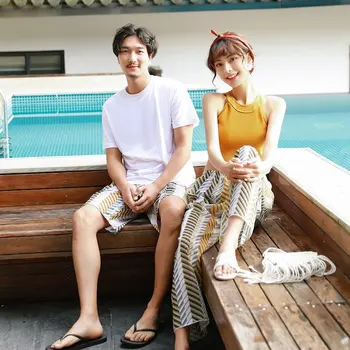 

Sexy Swimwear Women Bathing Suits Bikini 2019 Beach Womens Woman Couple Suit Korean Three Piece Set One Hair Print Polyester