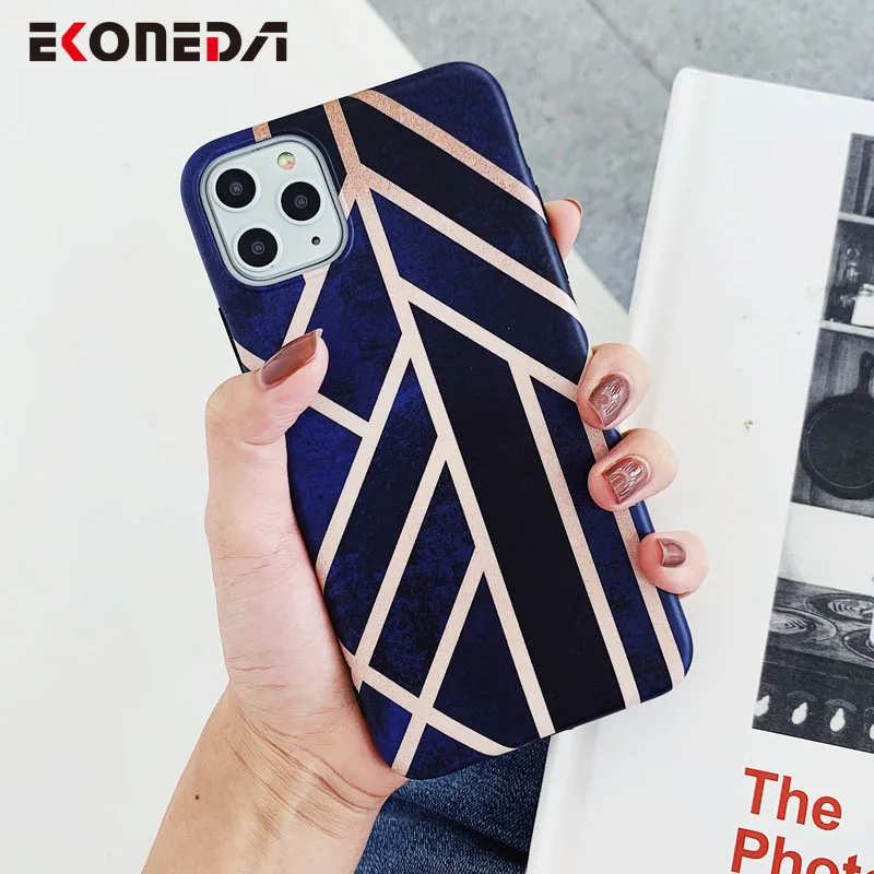 

EKONEDA Luxury Geometric Marble Case For iPhone X XS Max XR 11 Pro Max Case Silicone Matte Soft Case For iPhone 7 6 6S 8 Plus