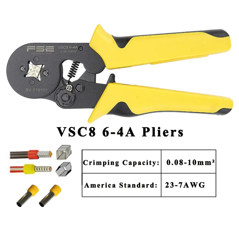 Crimping tools pliers high precision VSC8 6-4A 0.08-10mm2 for tube needle type terminal crimp self-adjusting tools