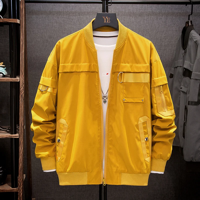 

UYUK2019 Japanese Autumn Korean Casual Loose Round Neck Large Pocket Zipper Trend Men's Jacket Streetwear Clothes Hip Hop