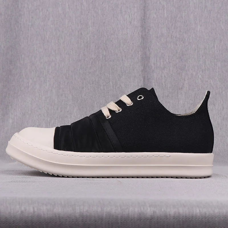 New Season Man Low-top Silk Folds Black Lace-up Shoes Fashion Casual Comfortable Thick Sole Slip On Sneakers