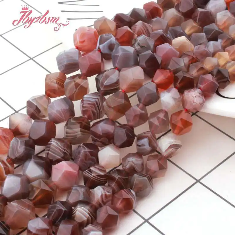 Natural Botswana Agates Square Faceted Loose Beads Stone Beads For Woman DIY Necklace Bracelet Jewelry Making Strand 15