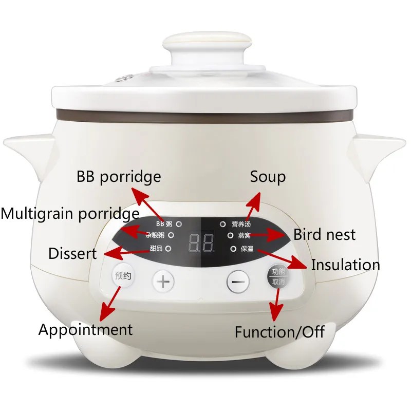 220 В 140 Вт 1.2л автоматическая изоляция медленная электрическая плита керамическая BB poridge Птичье гнездо 12 часов назначения