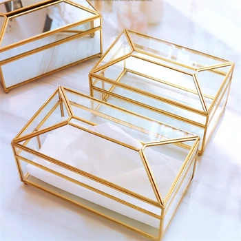 

Practical Transparent Mirror Glass Tissue Box Waterproof Paper Towel Holder Dressing Table Tray