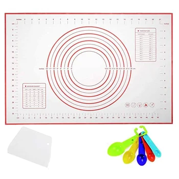 

Silicone Pastry Mat Non Stick Extra Thick Baking Mat with Measurement Fondant Mat, Counter Mat, Dough Rolling Mat, Oven