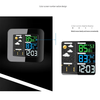 

ABS LCD Display Battery Operated Wireless Sensor Humidity With Bracket Digital Thermometer Weather Clock Desktop Time Date