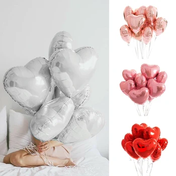 

10pcs Romantic Rose Gold Heart Foil Balloons Helium Baloon Birthday Party Decorations Kids Adult Wedding Valentine's Day Ballons