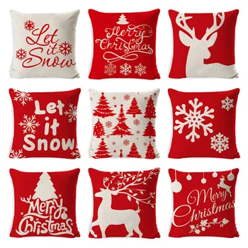 

Christmas Pillowcase Floral Print Household Pillow Cover Square Pillow Accessories Christmas Decorations