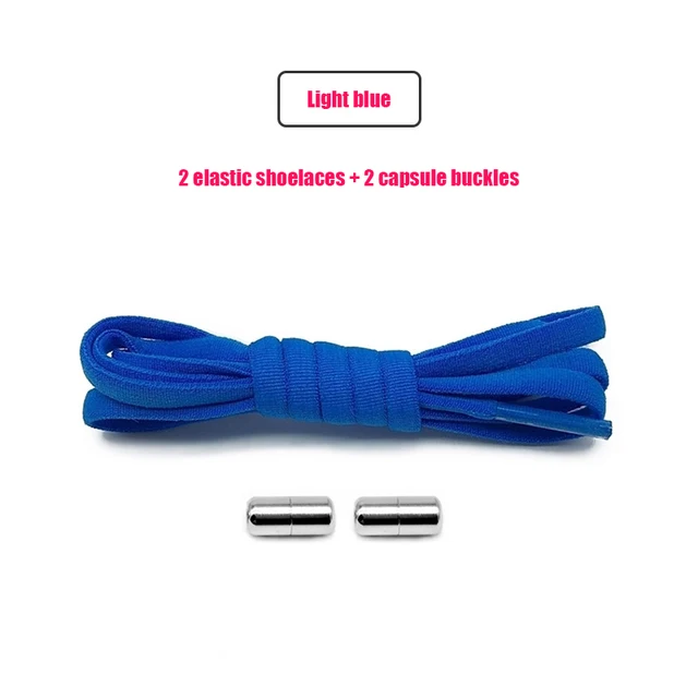 Elastic No Tie Shoelaces Semicircle Shoe Laces For Kids and Adult Sneakers Shoelace Quick Lazy Metal Lock Strings Rope Round 2BLUE
