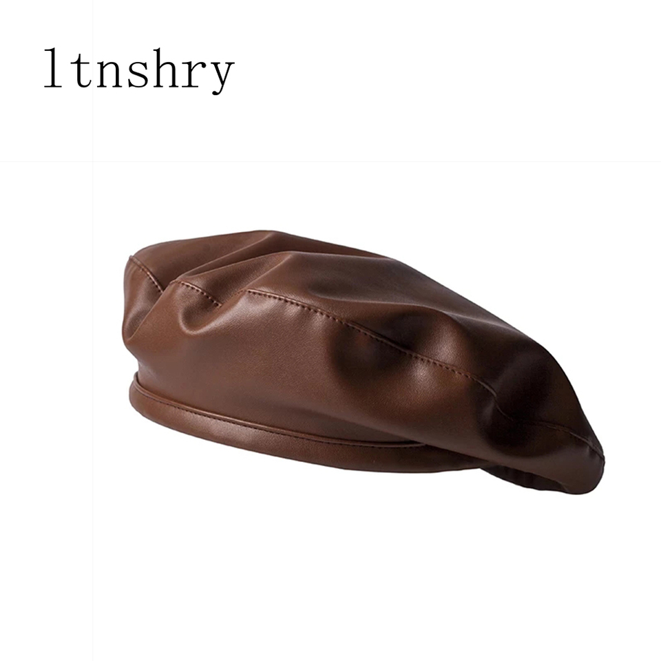new fashion women's beret Korean style leather spring and autumn female retro bean bean casual hats trend comfortable caps