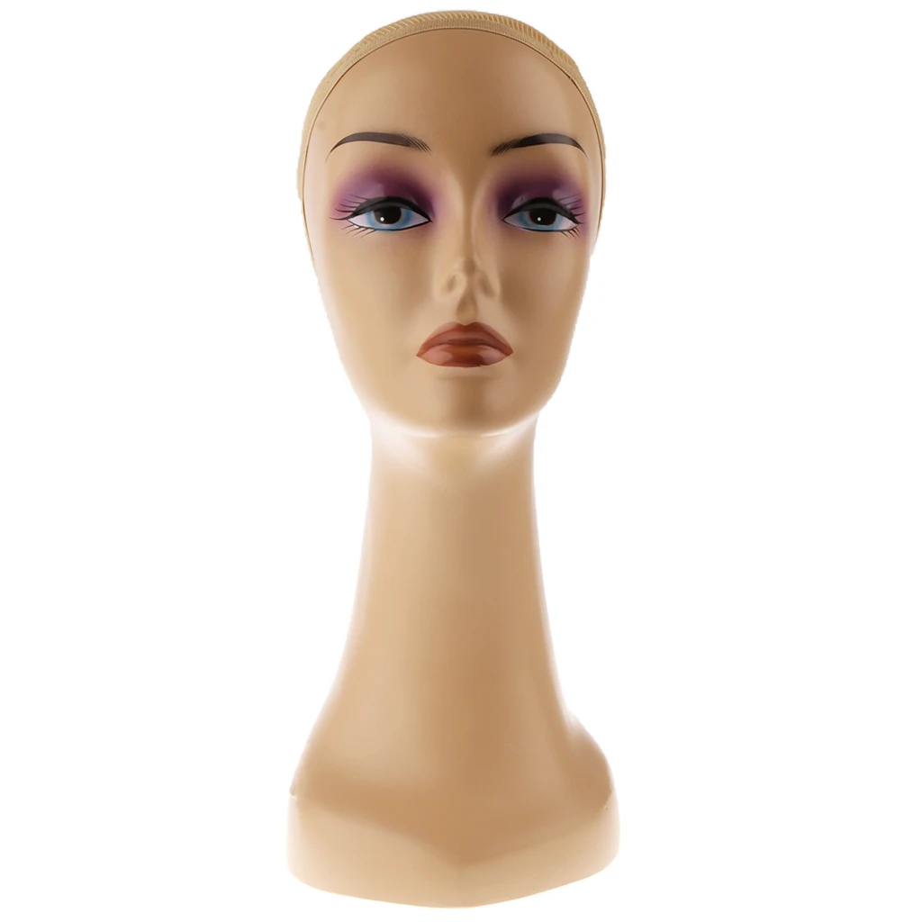 19 Inch Long Neck Female Mannequin Manikin Head Model Wig Cap Display Stand