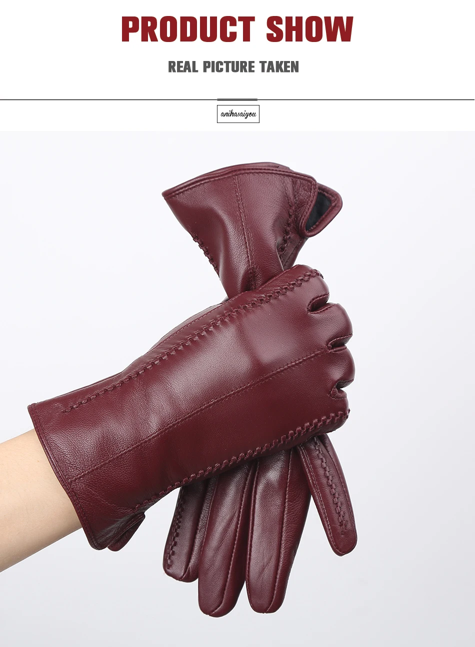 Модные новые женские перчатки, женские зимние перчатки из овчины, женские кожаные перчатки разных цветов, высококачественные перчатки-2226C