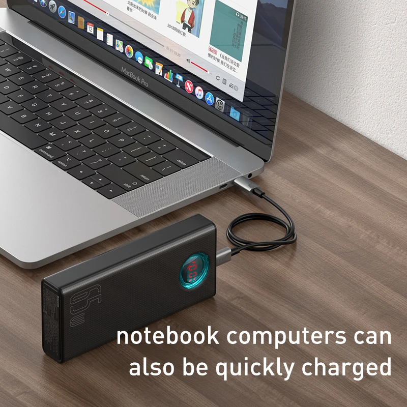 Baseus 65W внешний аккумулятор 30000mAh USB C PD Быстрая зарядка 30000 Powerbank портативное