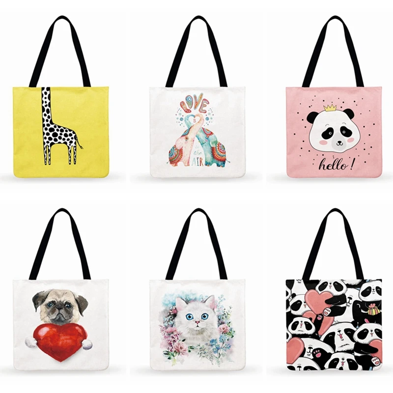 

Children Favorite Cartoon Animal Print Tote Bag Women Casual Tote Ladies Shoulder Bag Foldable Shopping Bag Outdoor Beach Bag