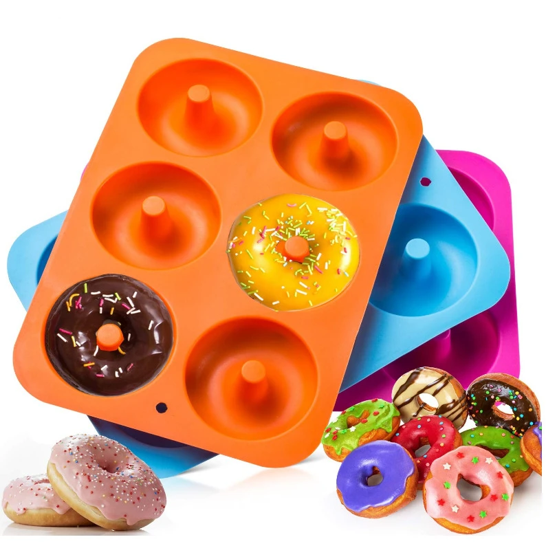 6-Cavity Silicone Donut Baking Pan Non-Stick Mold Doughnut Decoration Tools Baking Nonstick and Heat Resistant Reusable k339