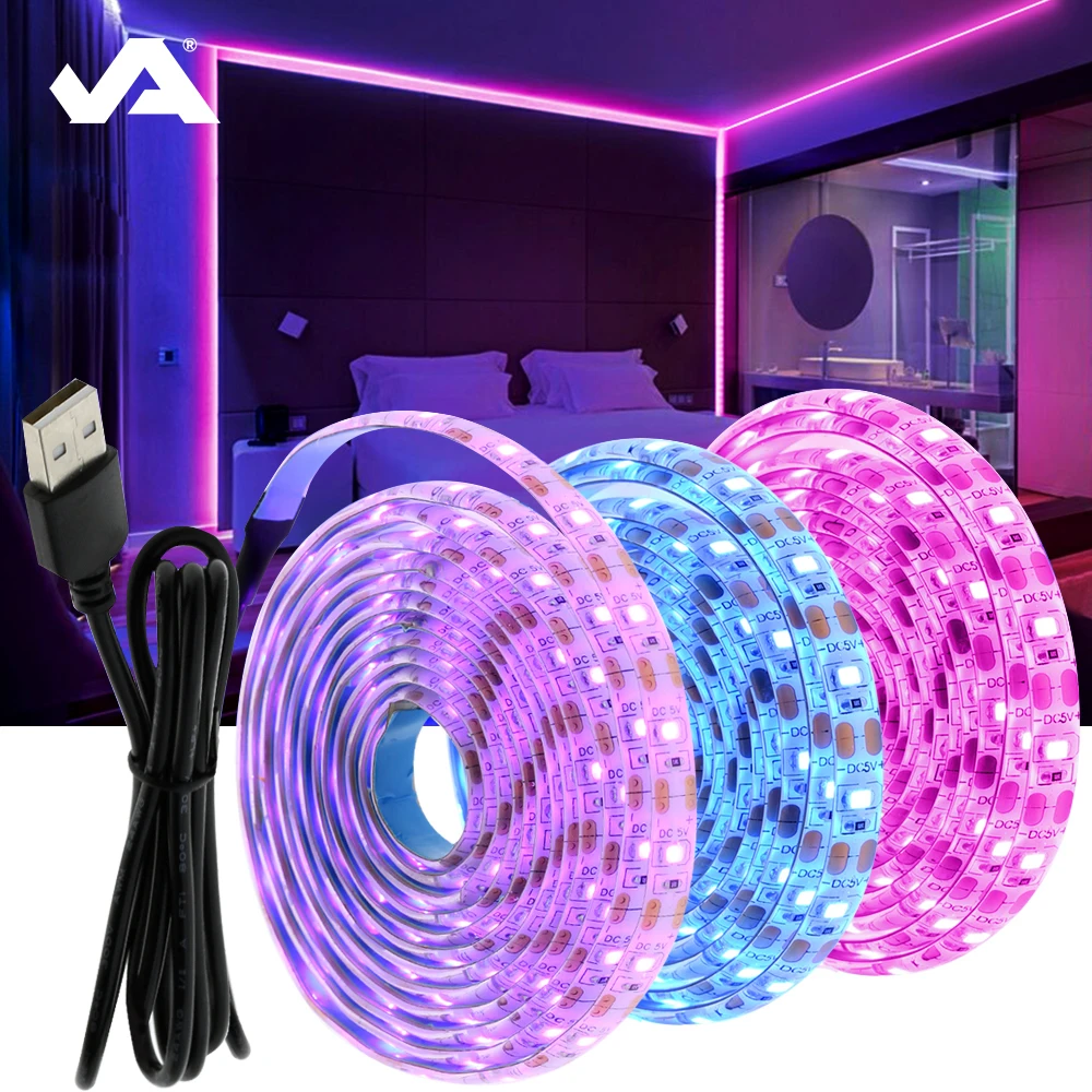 Гибкая неоновая лента 1 м 2 3 5 В Светодиодная USB 2835 RGB для подсветки телевизора