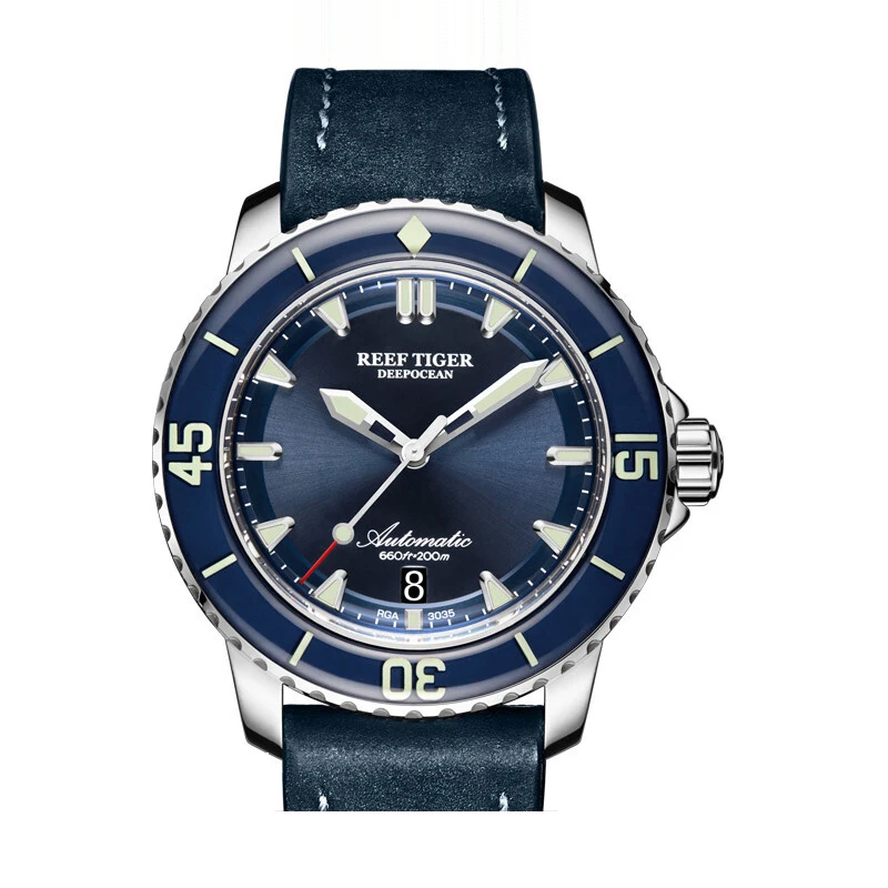 Мужские наручные часы для дайвинга, мужские спортивные автоматические часы Reef Tiger, мужские роскошные 200 м водонепроницаемые механические наручные часы relogio RGA3035