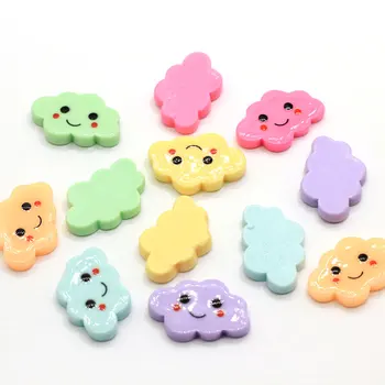 

20/50pcs Factory Price Bulk Resin Happy Cloud Cabochons Flatback Resin Cloud Cabs Beads Miniature Dollhouse DIY