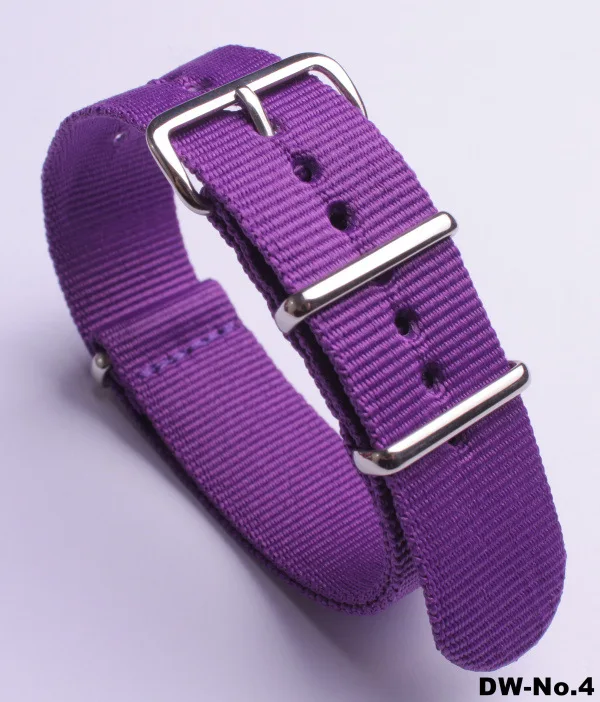 Purple Ремешок для часов, нейлоновый браслет, ремешки для мужчин, Т-образный ремешок с пряжкой из нержавеющей стали для мужчин и женщин, сменный ремешок для часов 18 20 22 24 - Цвет ремешка: Purple