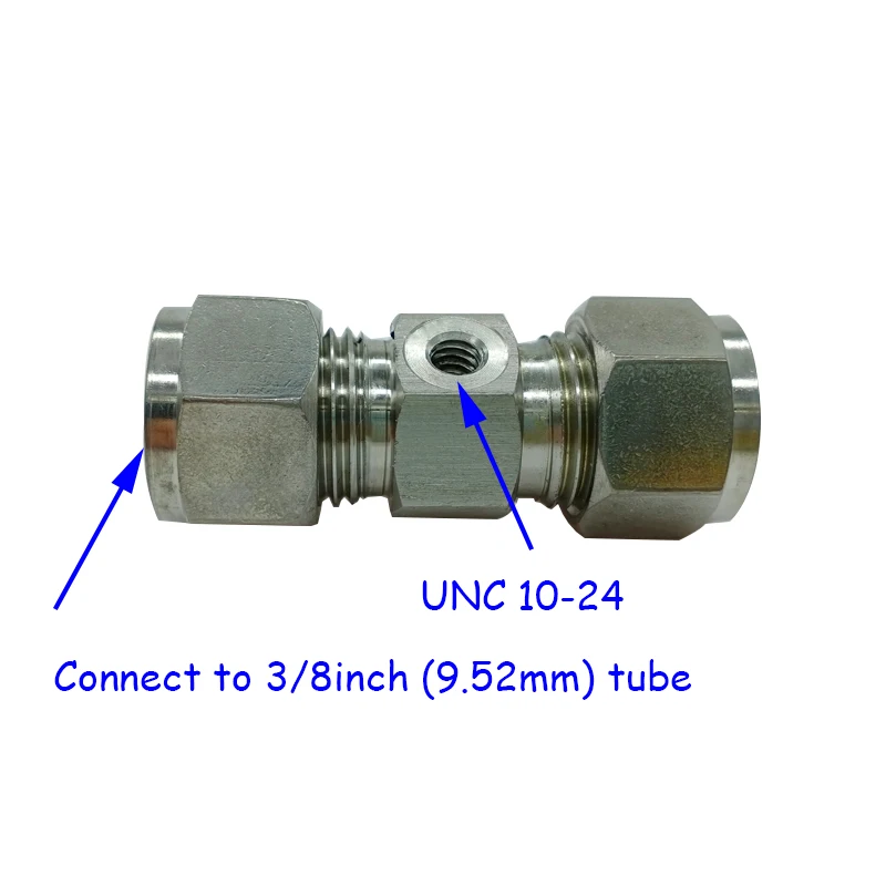High Pressure Hose connector 3/8 Inch 9.52mm Compression Nozzle Set with One Hole UNC10-24 Thread