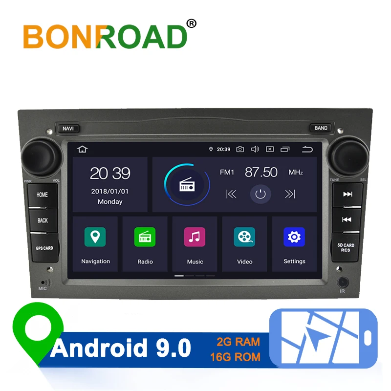 Bonroad 2DIN Android 9,0 Автомобильный мультимедийный плеер для Opel Astra Vectra Antara Zafira Corsa радио gps навигация RAM2G(без dvd