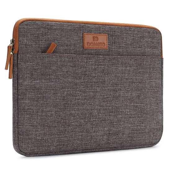 DOMISO 10 11 13 14 15.6 Inch Laptop Sleeve Canvas Case Tablet Bag Protect Computer Pouch Skin Cover for Lenovo / HP /Acer/ Apple Brown