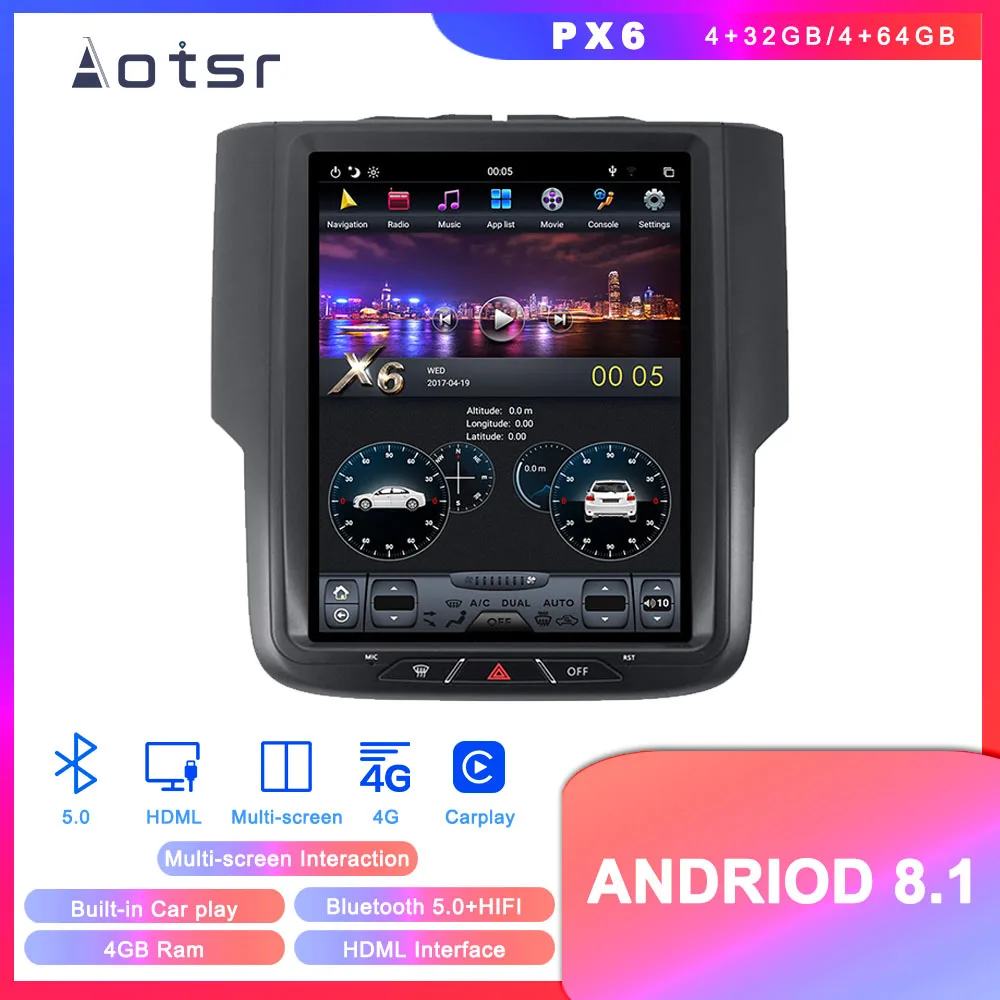 

Tesla Android 8.1 DVD player GPS Navigation For Dodge RAM 2014 2015 2016 2017 2018 Car auto stereo multimedia player head uint