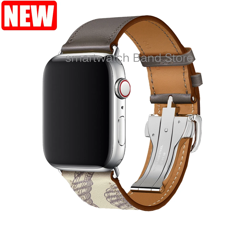 Ремешок для Apple Watch Band из натуральной кожи с одной пряжкой 5 4 3 2 1 кожаный ремешок