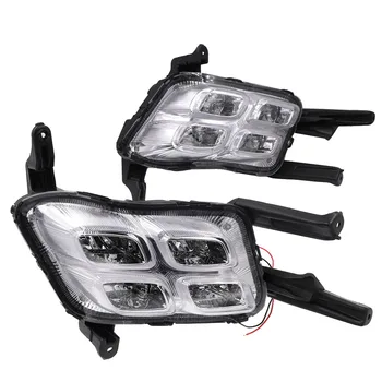 

For Kia Optima K5 2013 2014 2015 LED DRL Fog Lamp Cover Daytime Running Lights With Turn Yellow Signal