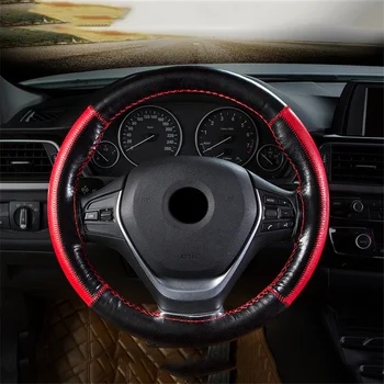 

38cm Braid Leather Car Steering Wheel Cover Breathable Anti-wear Universal Wheel Cover With Needle And Thread Car Accessories