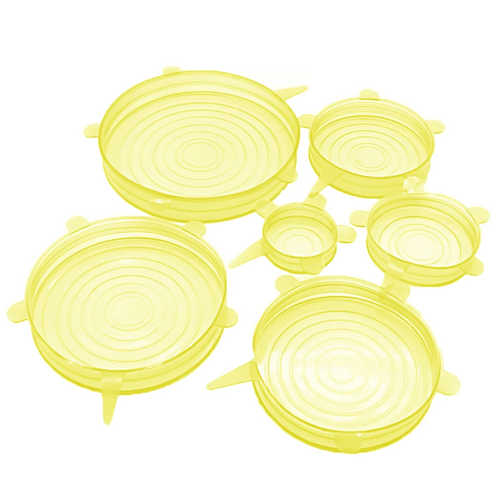 HOOMIN 6 шт Силиконовые эластичные крышки сковороды для приготовления пищи, миски, крышки для кастрюль, многоразовая силиконовая пищевая пленка, сохраняющая свежесть, кухонные инструменты