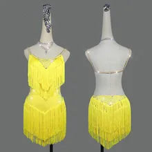 Shiny Rhinestone Latin Dance Dress Women Sexy Backless Club Party Dancer Singer Entertainer Dresses Tassel Performance Clothing