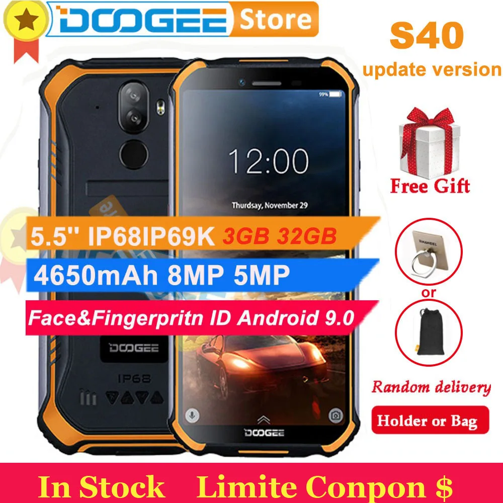 Смартфон Doogee S40 с Android 9.0 Pie 3 Гб 32 IP68 IP69K водонепроницаемый мобильный телефон 5 дюйма