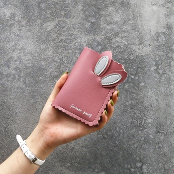 

2020 New Kawaii Women Wallets Lovely Rabbit Card Holder Small Wallet Women's Short Design Purse Girls Wallet Cash Holder