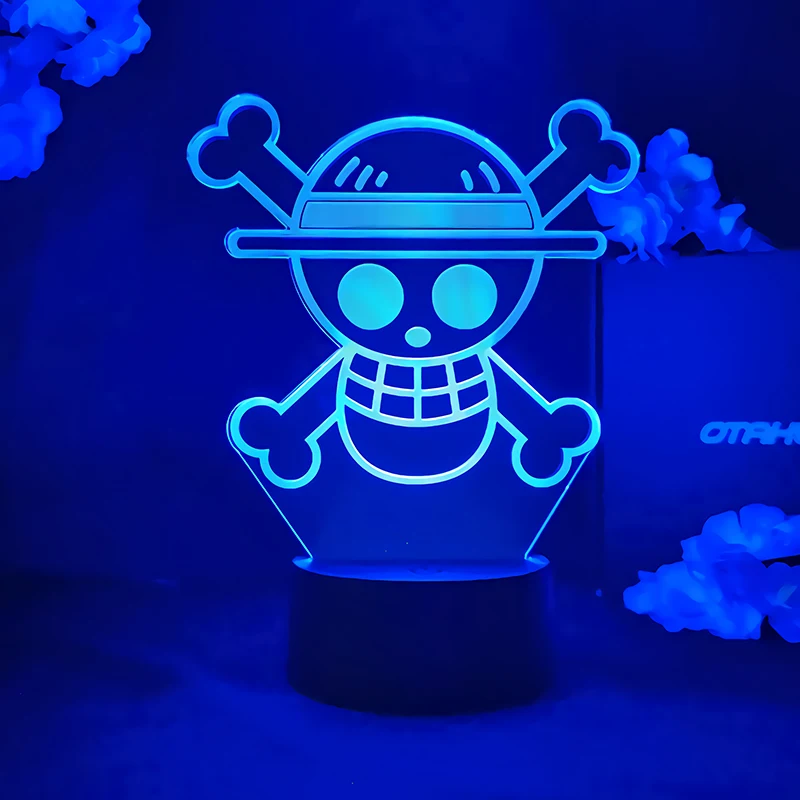 

Anime ONE PIECE LOGO Kids Night Light Cool Desk 3d Lamp Gift Led Touch Sensor Colorful Nightlight for Child Bedroom Decoration