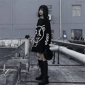 Cool Black Harajuku Punk Long Sleeve T-Shirt 4