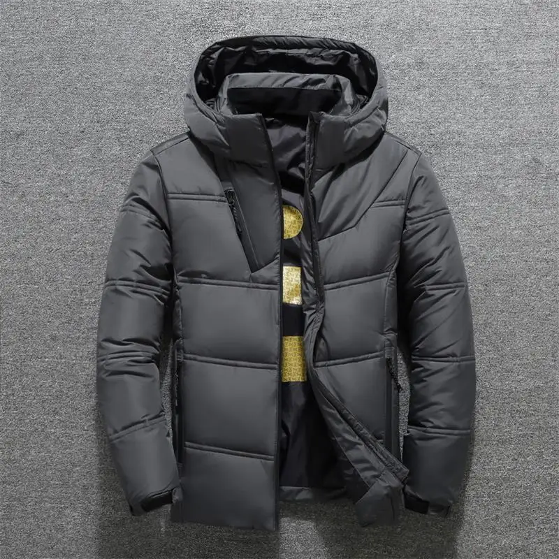 

New Winter High Quality Brand Men Down Jacket Thick Warm Solid Color Hooded Coats Fashion Casual Down Jackets Male 4 Colors