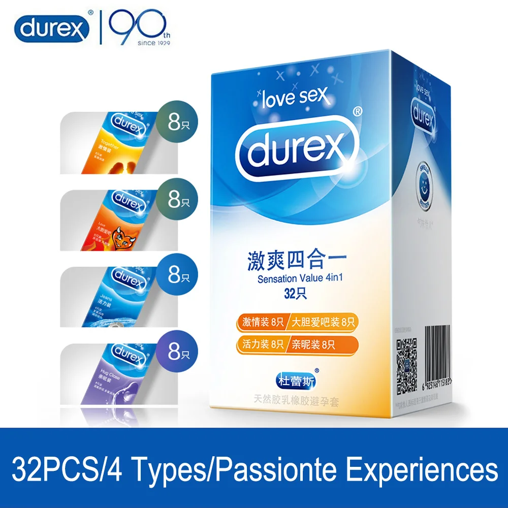 Презерватив Durex 4 в 1 со смазкой и ароматом ванили натуральный латекс | Красота