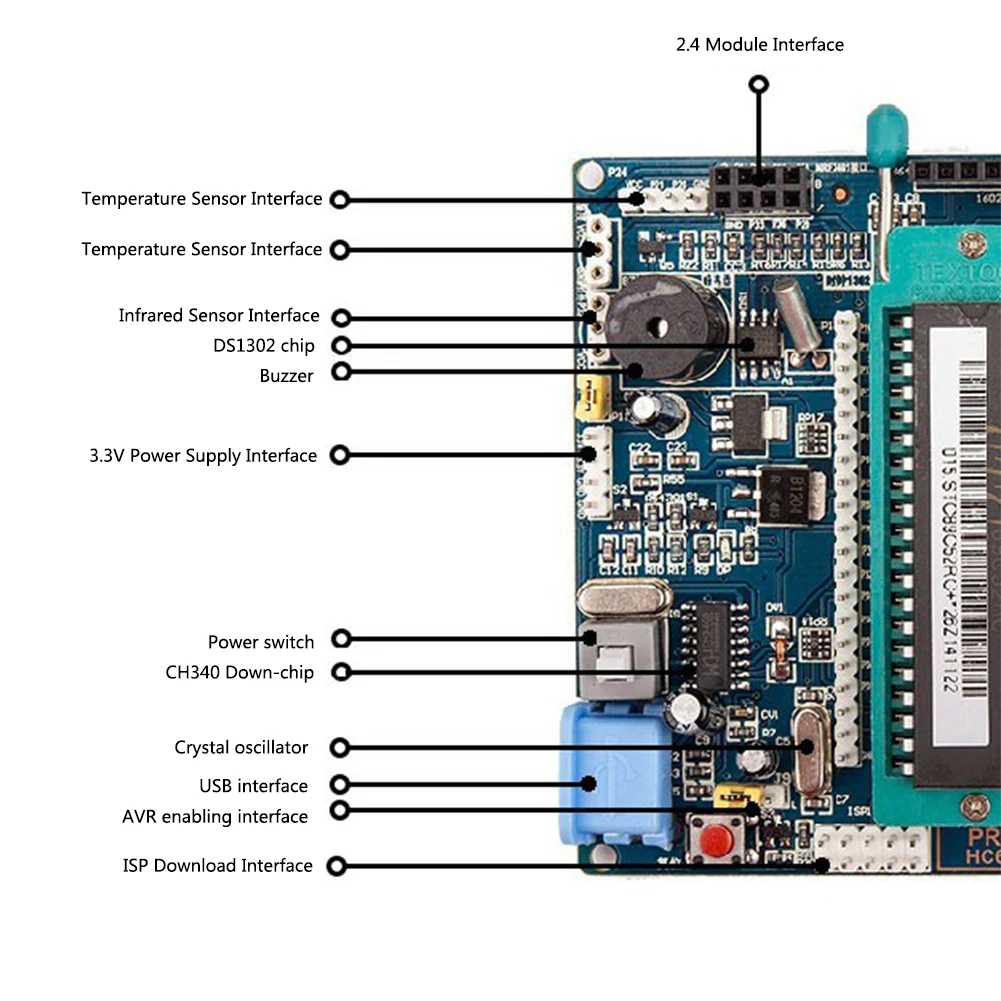 

STC89C52 ISP Download LCD Screen Development Board Double Reset Minimum System MCU Accessories Microcontroller Compact With CD