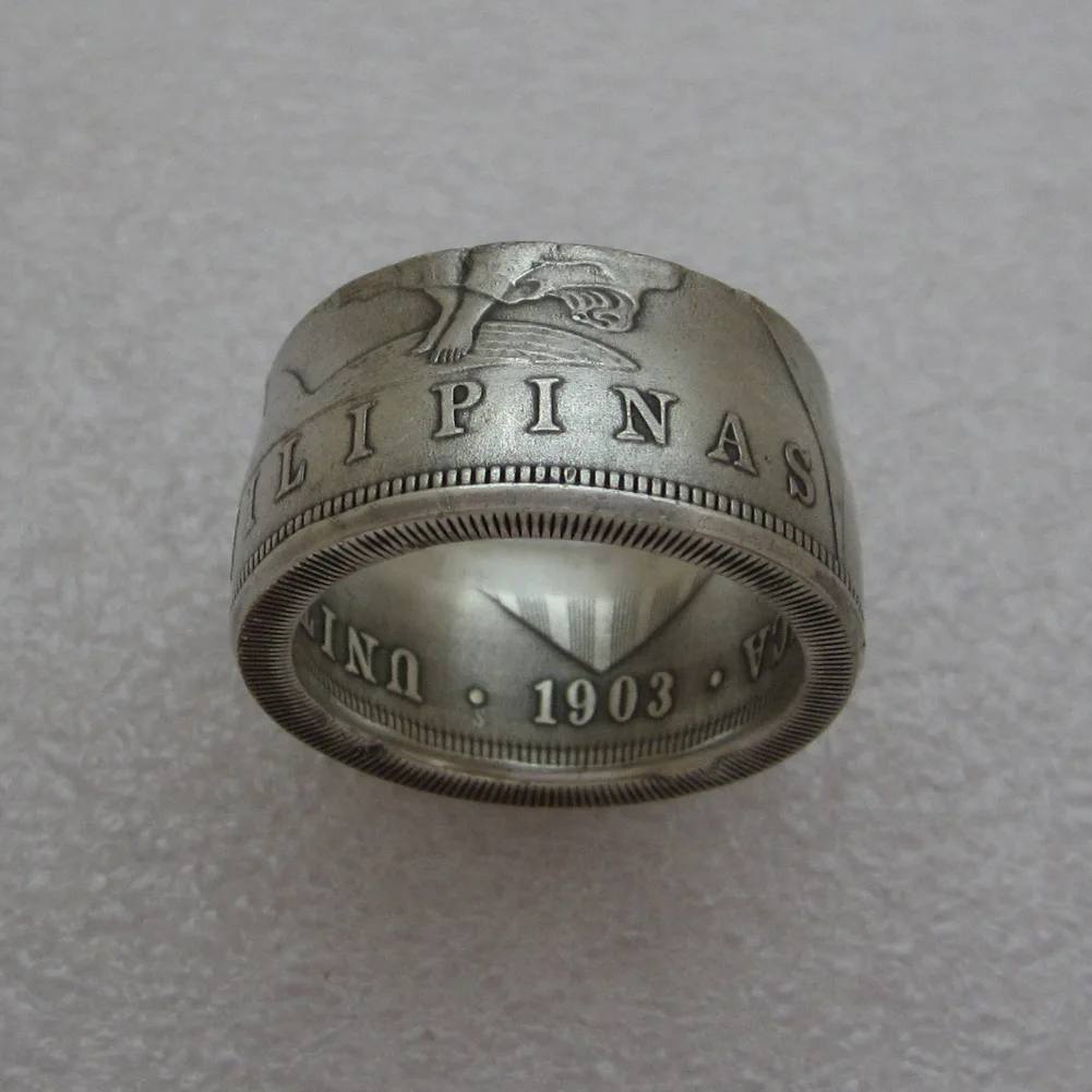 Филиппинские кольца-монеты кольцо ручная работа из филиппинского Посеребренная монета кольцо размеры 9-16
