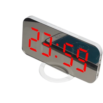 

Large Display Alarm Clock, Digital Clock 6.5 Inch Easy-Read LCD Display, Dimming Mode, Snooze Function, Mirror Surface, Dual USB