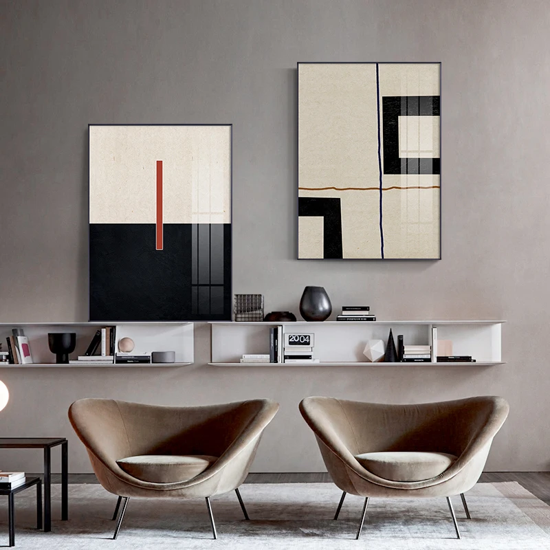 

Geometric Abstract Painting Modern Canvas Poster Print Minimalist Wall Art Pictures for Living Room Aisle Studio Decor