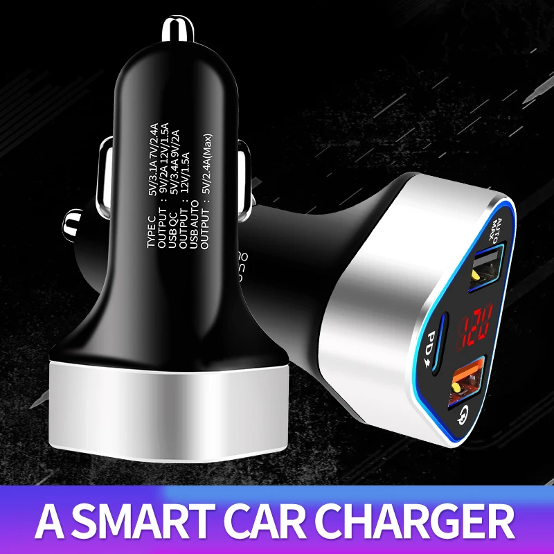Автомобильное зарядное устройство Quick Charge 3,0 с двумя usb-портами для iPhone 11 Pro Max XS XR X MP3 PD Быстрая зарядка автомобильного телефона в прикуривателе