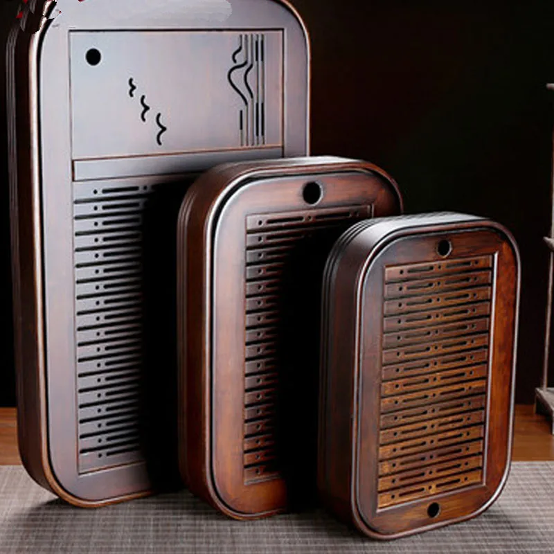 Natural Bamboo Tea Tray, Drainage Water Storage Tea Board, Teahouse Table, Tea Cup Holder, Chinese Kung Fu Teaware