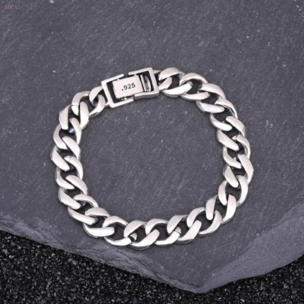

Men's bracelet fashion Simple personality Tide lady Internet celebrity bracelet S925 Sterling Silver thai silver retro Jewelry